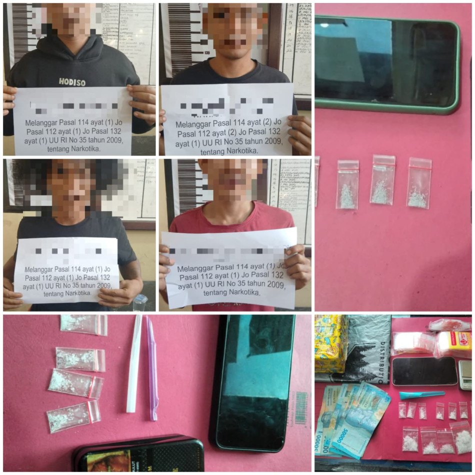 Tim Lupak Satresnarkoba Polres Dharmasraya Ringkus 4 Pengedar Shabu dalam Semalam